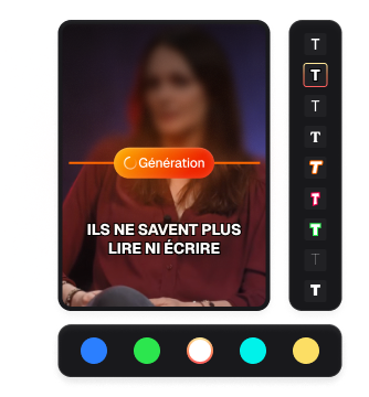 Sous-titres IA : aperçu vidéo, styles de police et palette de couleurs